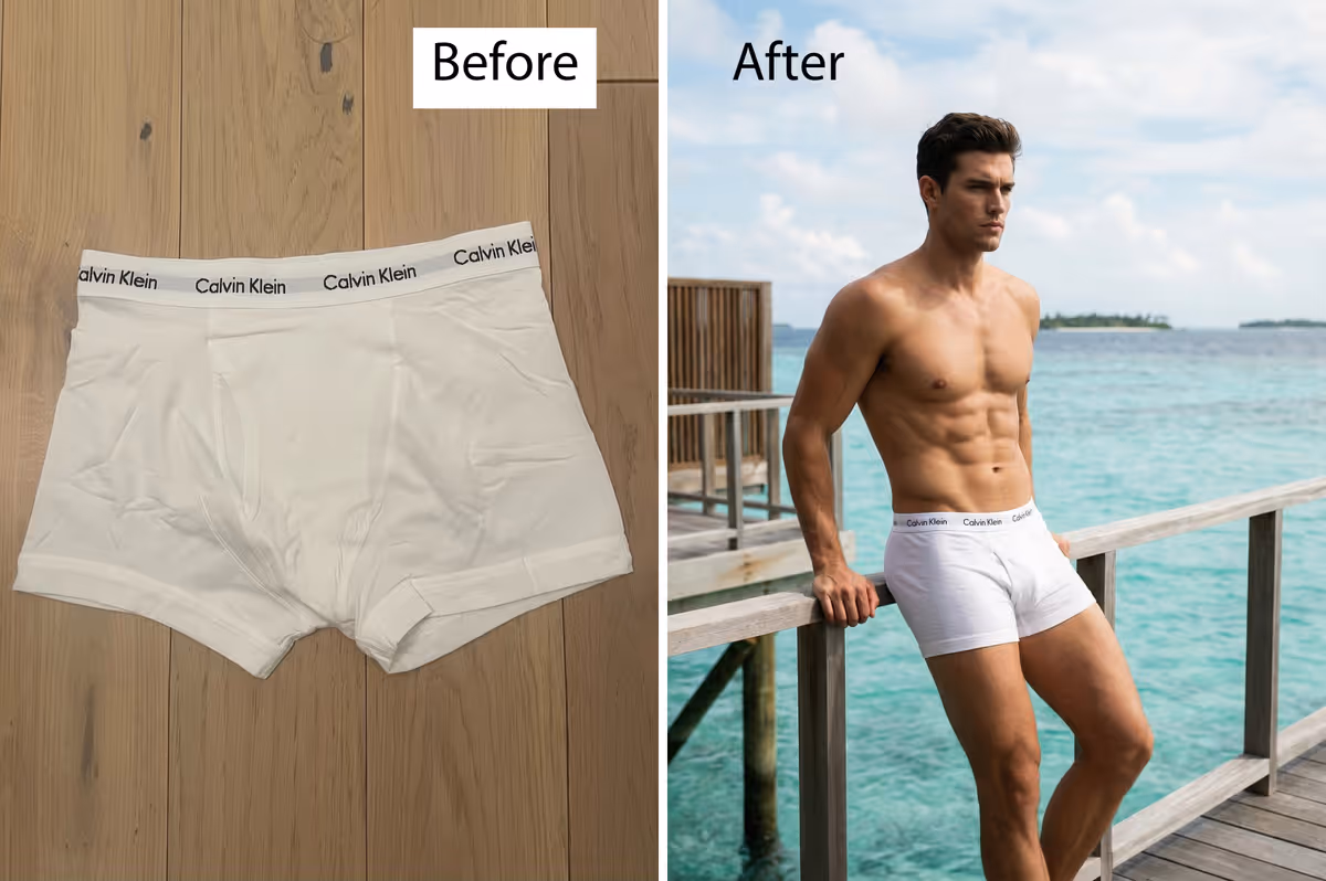 AI Male Undergarments Mockup - Virtual Men's Fashion Photography